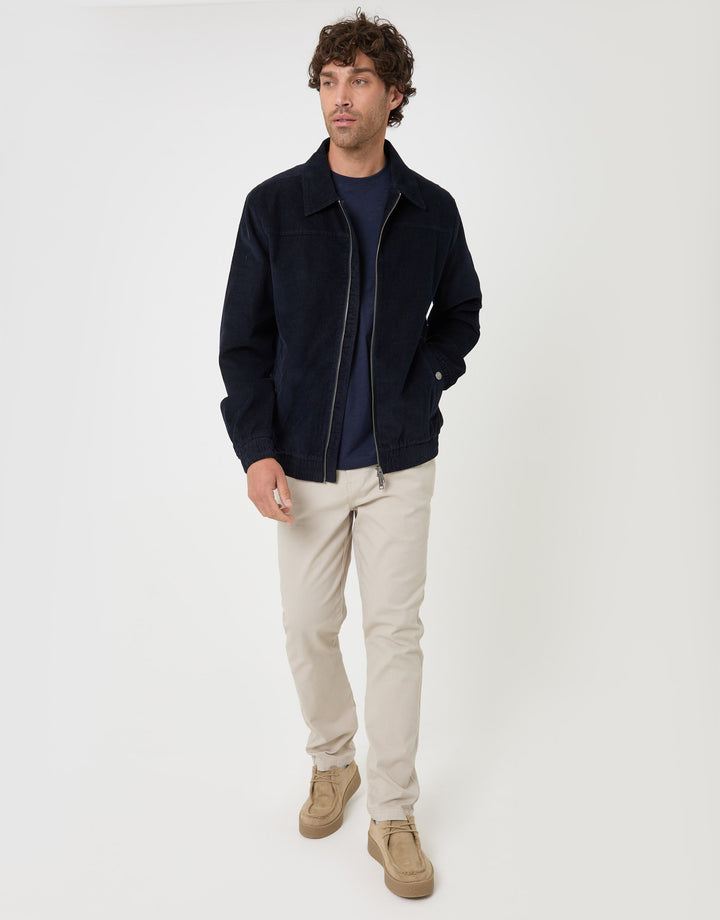 Threadbare Cotton Corduroy Harrington Jacket in Navy - full body