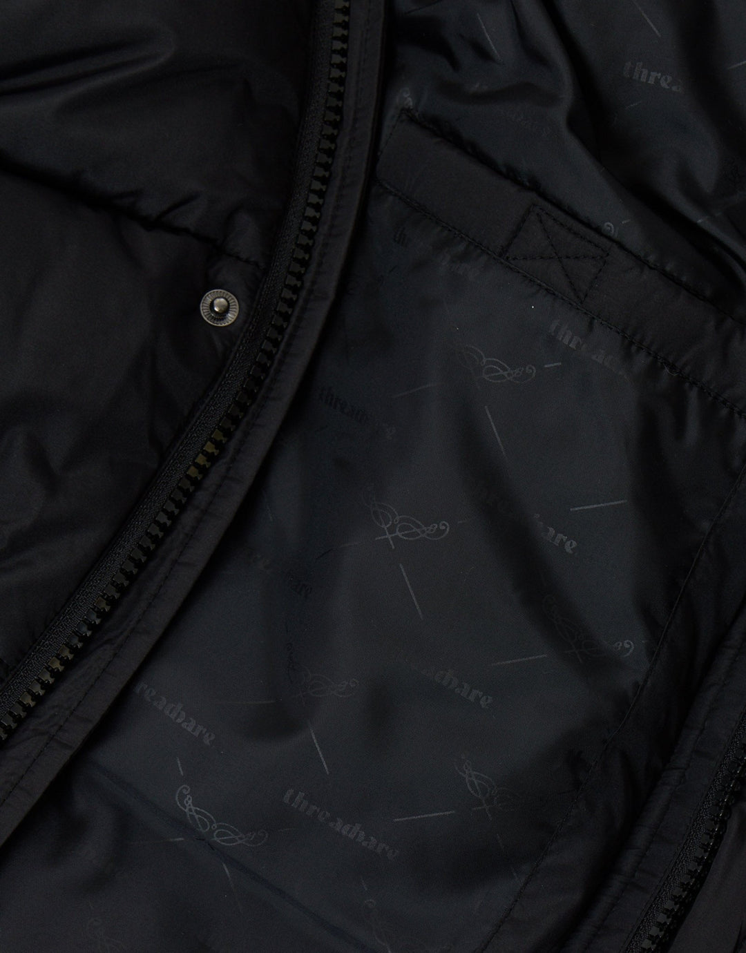 Longline Showerproof Puffer Coat with Fleece-Lined Hood in Black