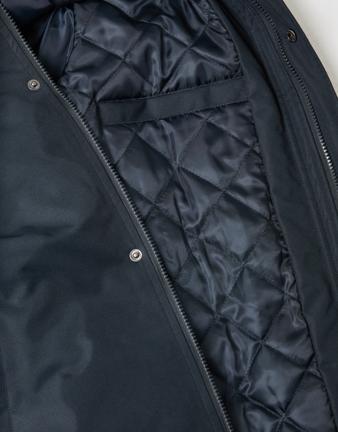 Threadbare Longline Showerproof Funnel Neck Coat in Navy - detail