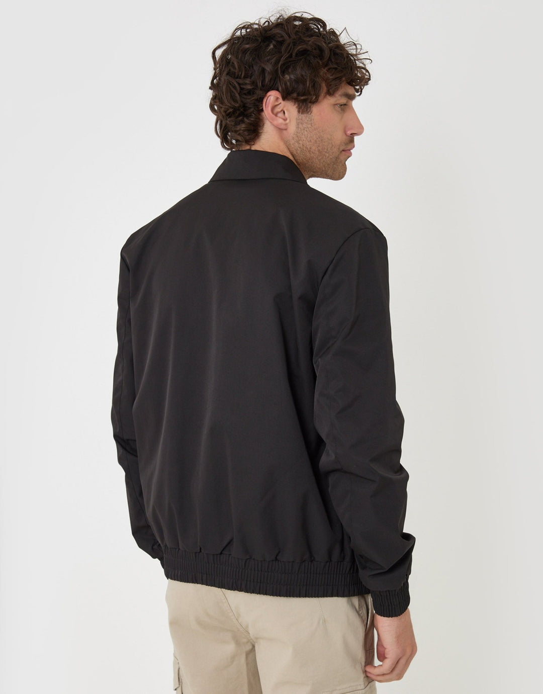Showerproof Canvas Collared Lightweight Jacket in Black
