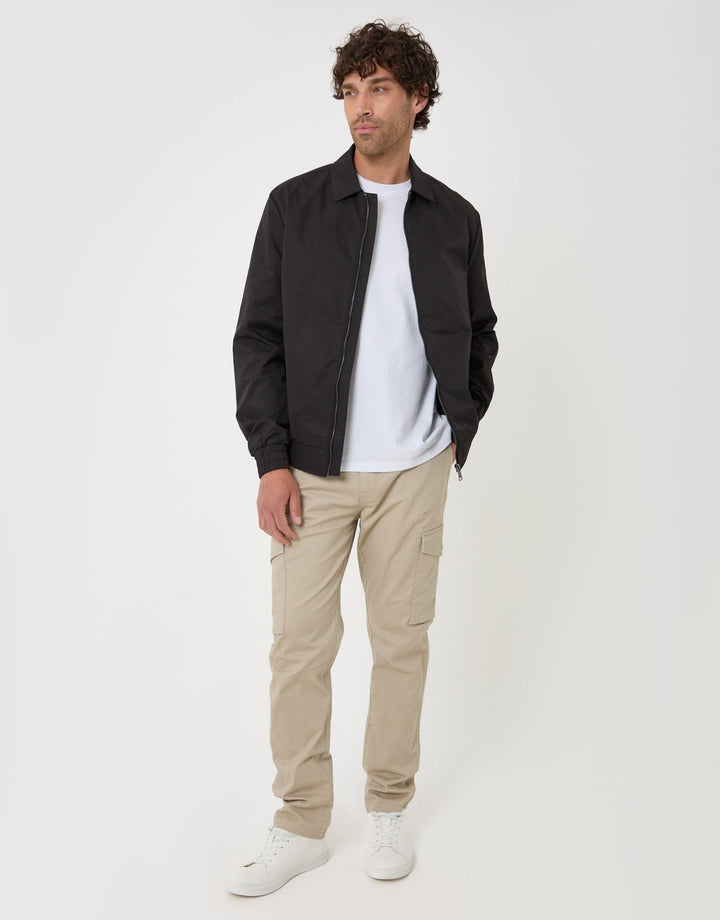 Showerproof Canvas Collared Lightweight Jacket in Black