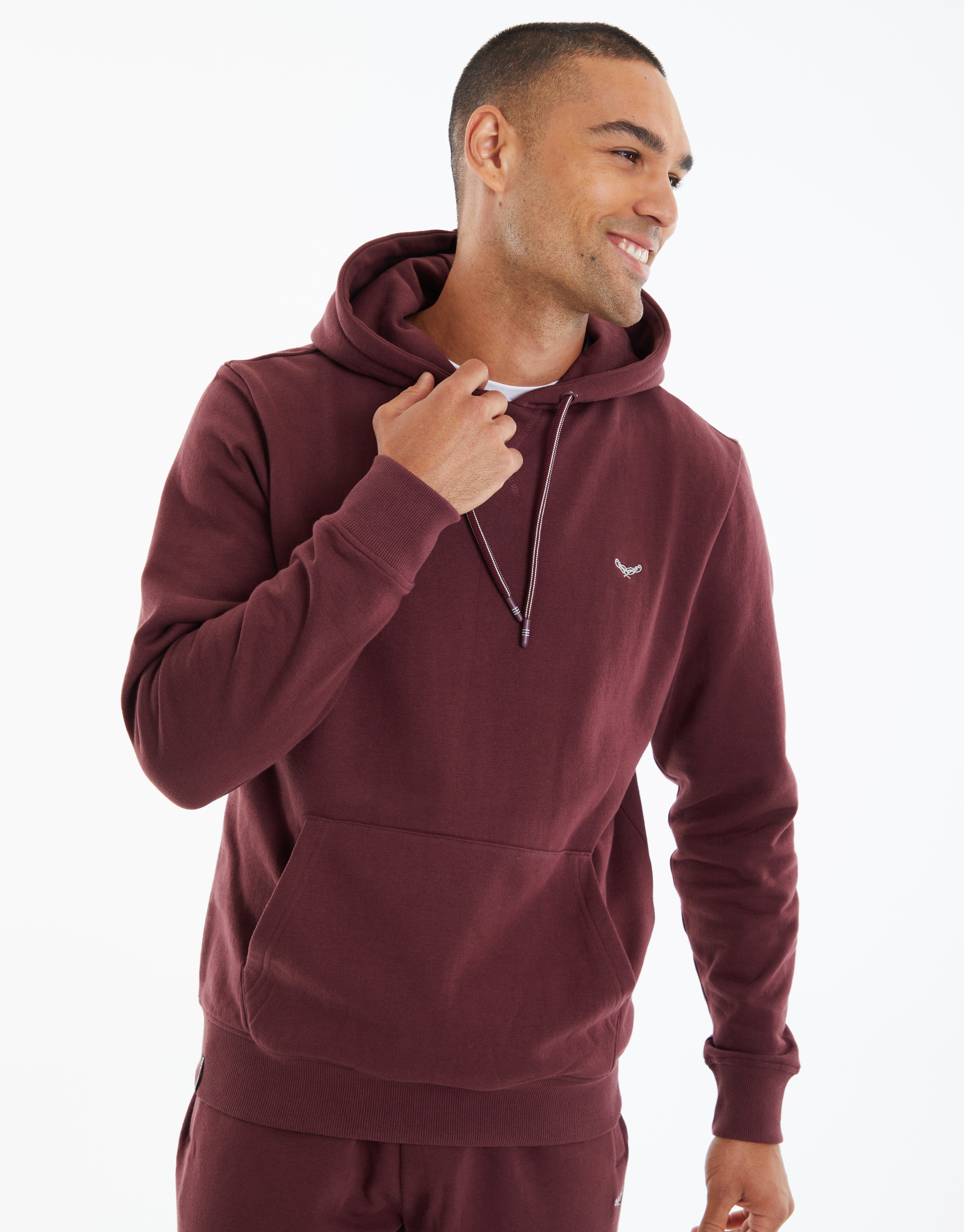 Men s Burgundy Pullover Hoodie Threadbare