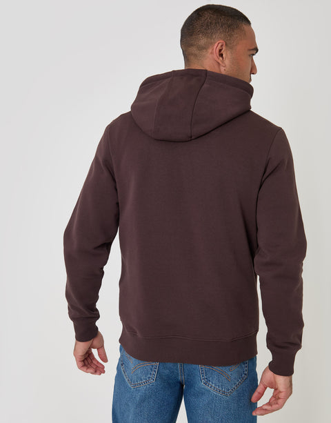 Threadbare The Essential Cotton Rich Overhead Hoodie in Chocolate Brown - back view