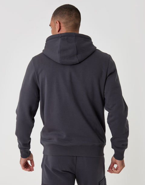 Threadbare Cotton Rich Overhead Hoodie in Charcoal - back view