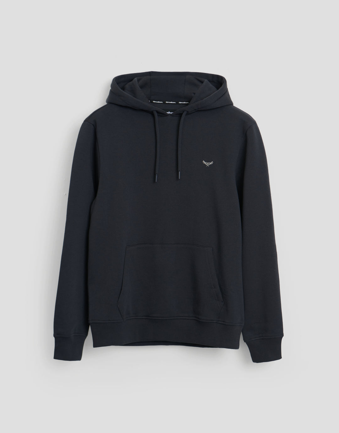 Threadbare Cotton Rich Overhead Hoodie in Charcoal - flat lay