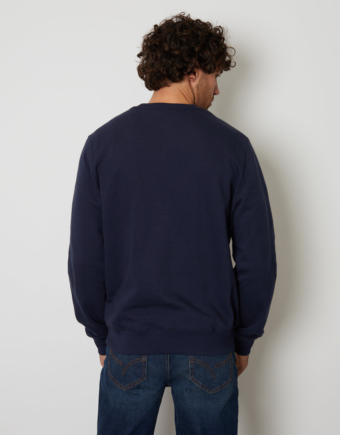 Men's Navy Blue Crew Neck Fleece Sweatshirt – Threadbare