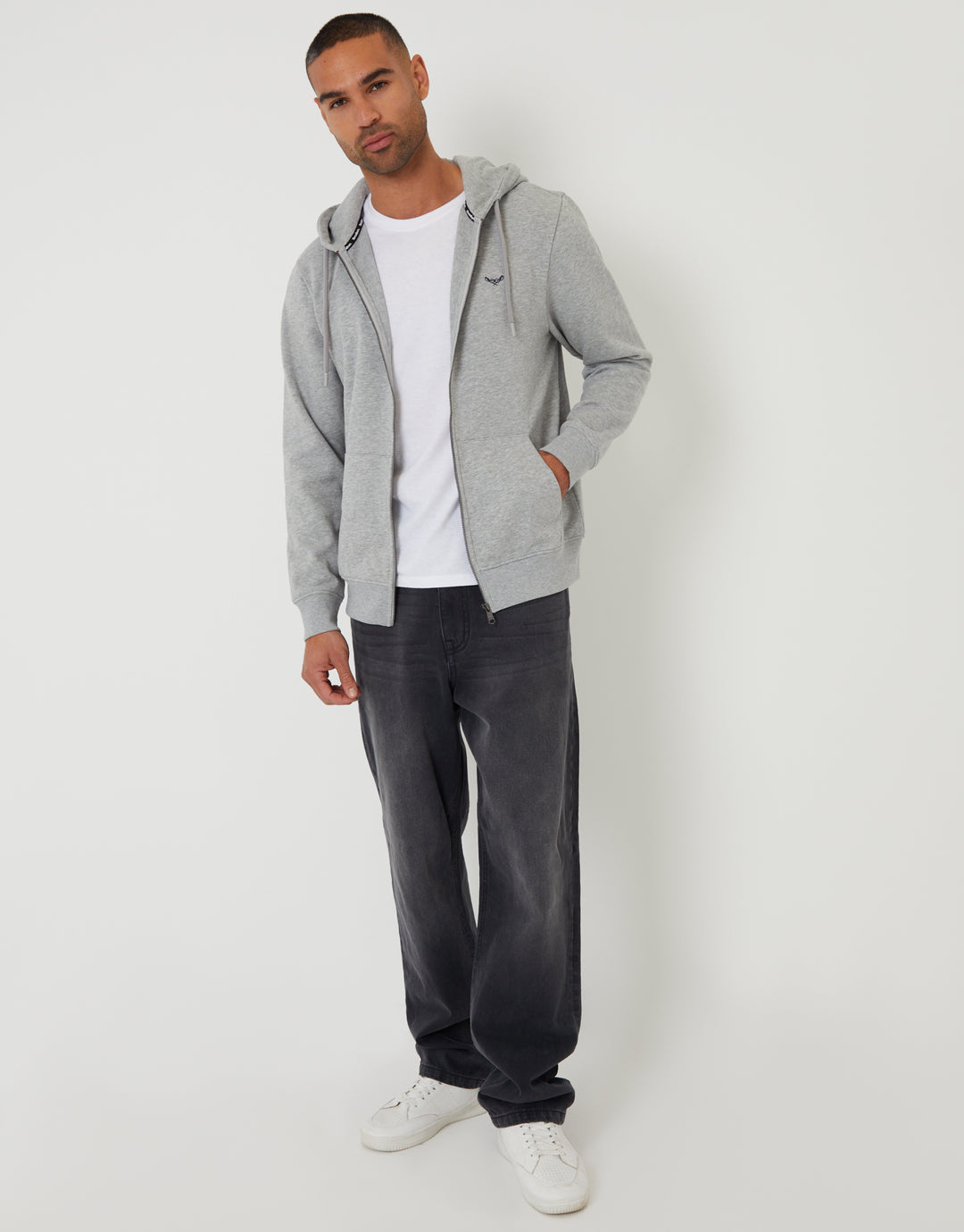 Grey Marl Zip-Through Hoodie