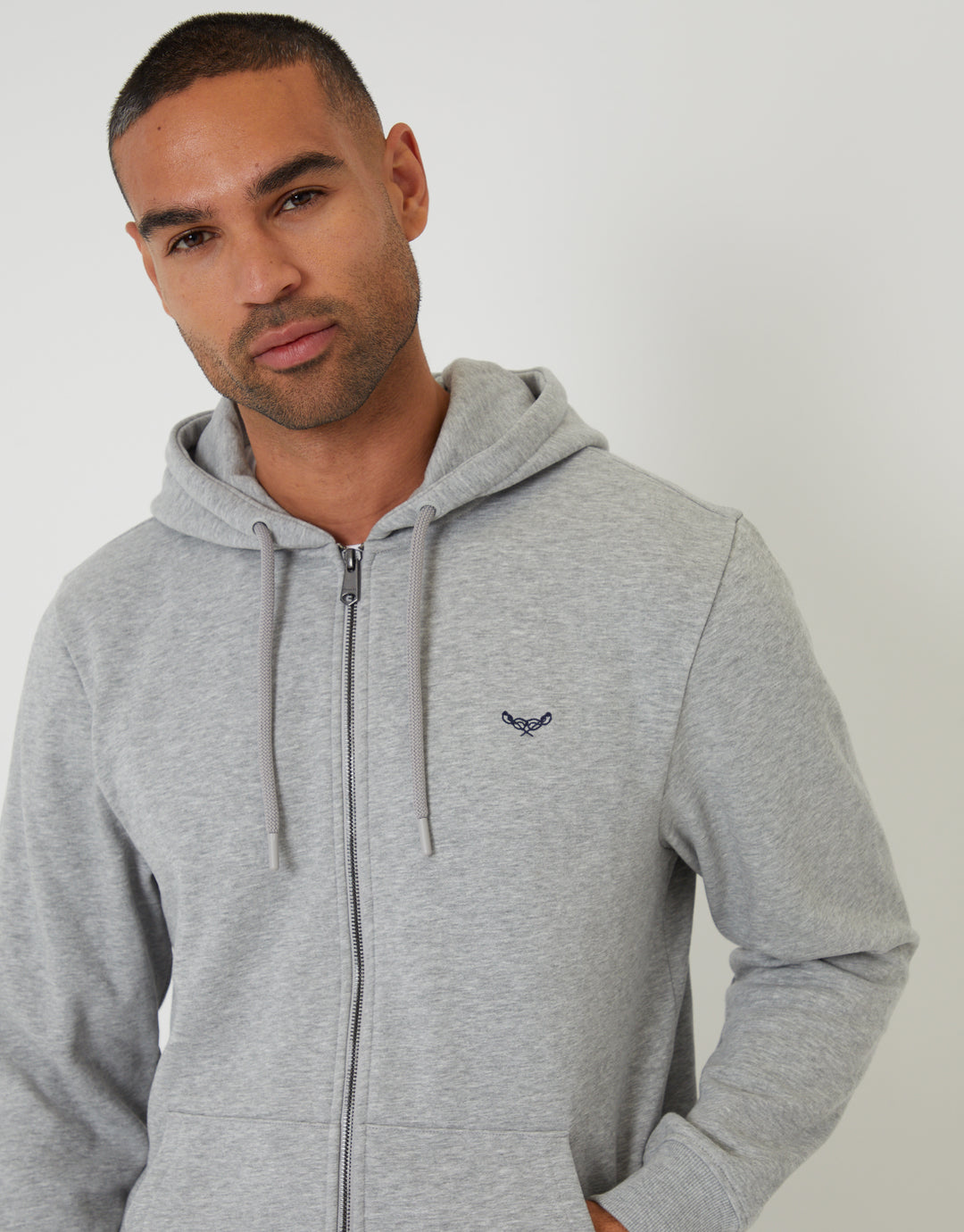 Grey Marl Zip-Through Hoodie
