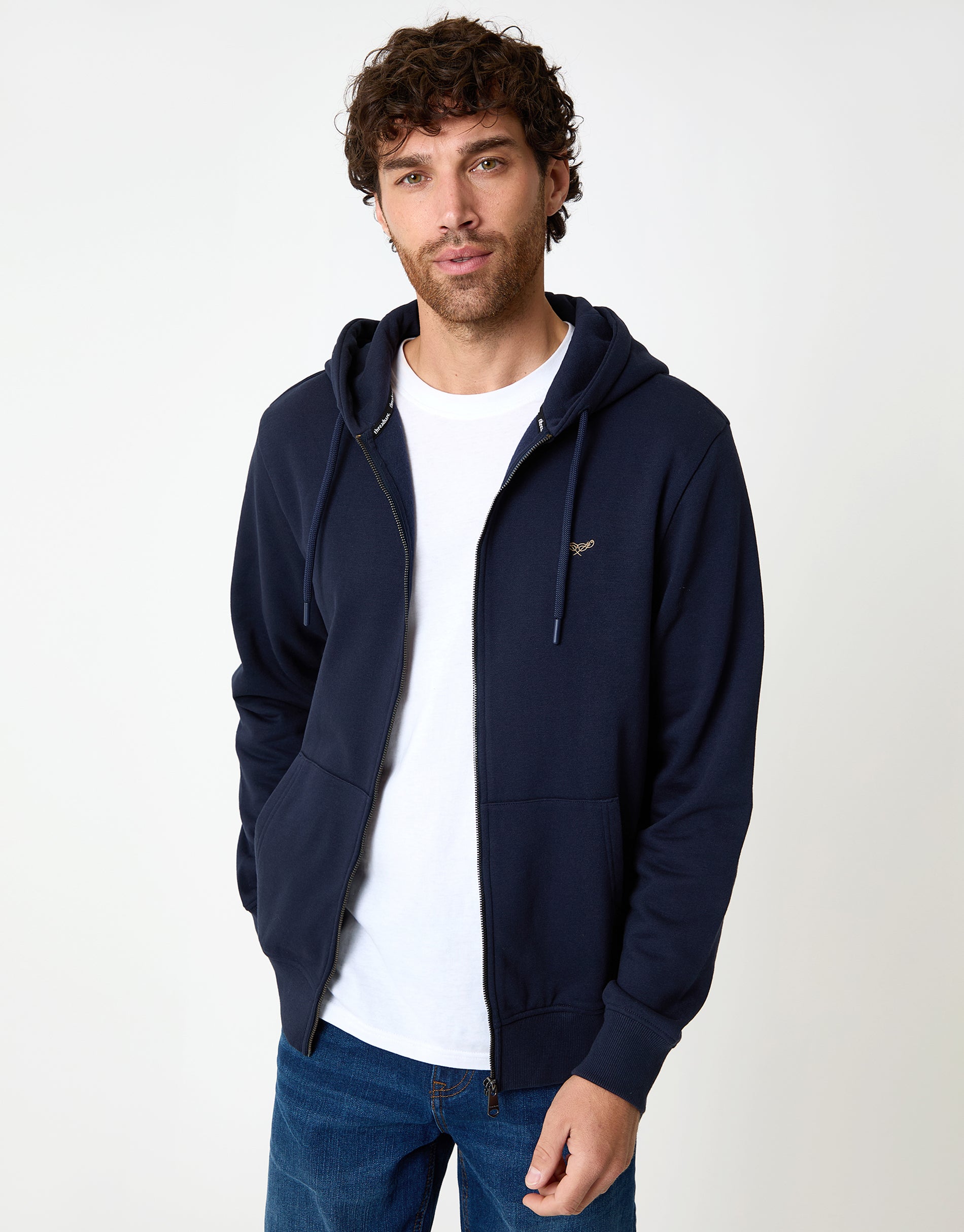 Zip-Through Hoodie in Navy