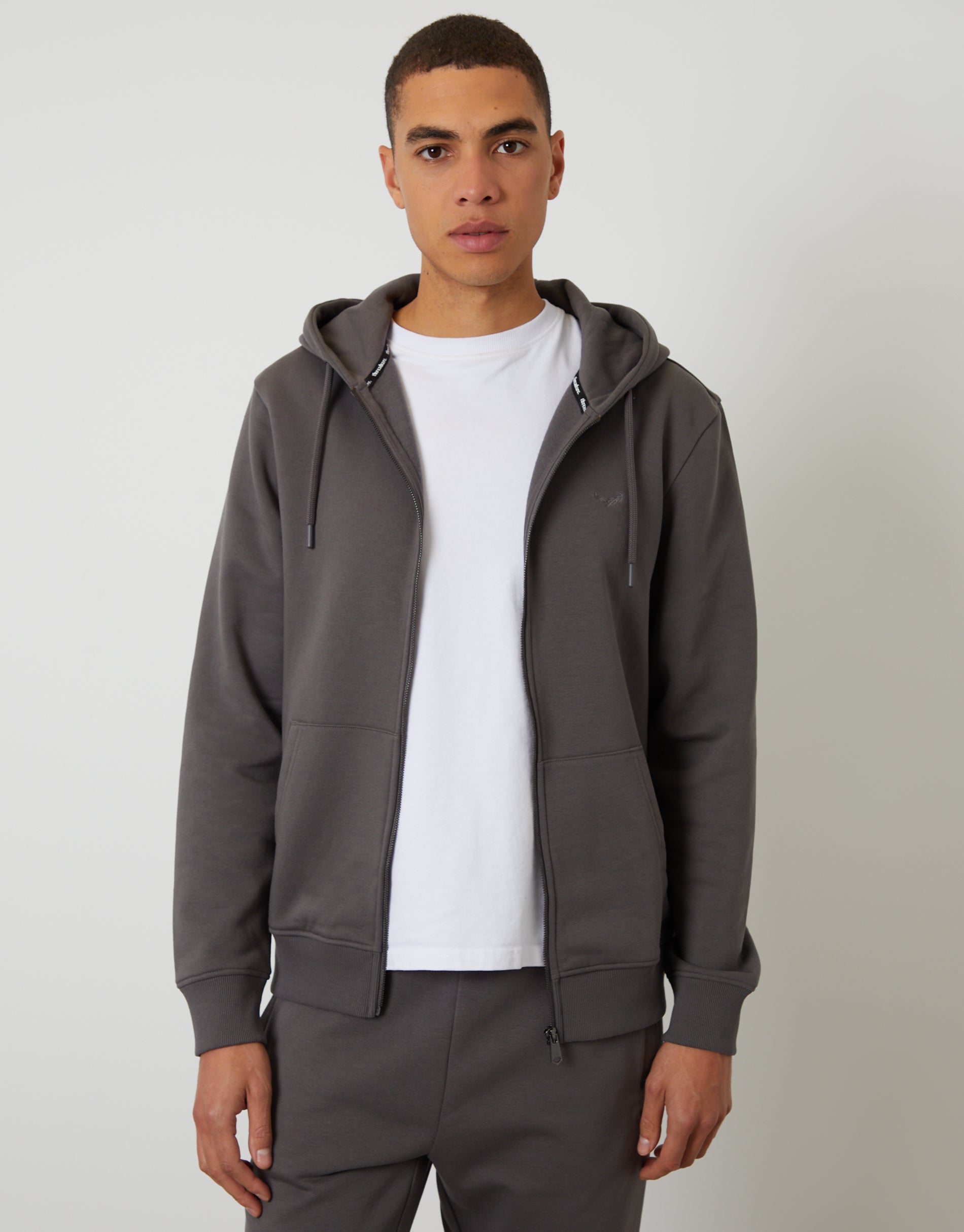 Zip-Through Hoodie in Dark Grey