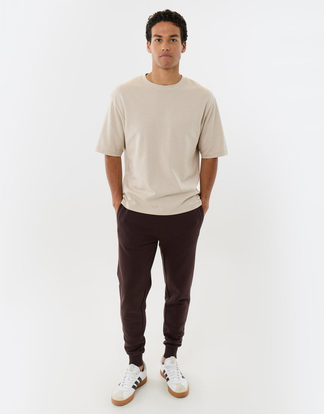 Regular Fit Cotton Rich Joggers in Chocolate Brown