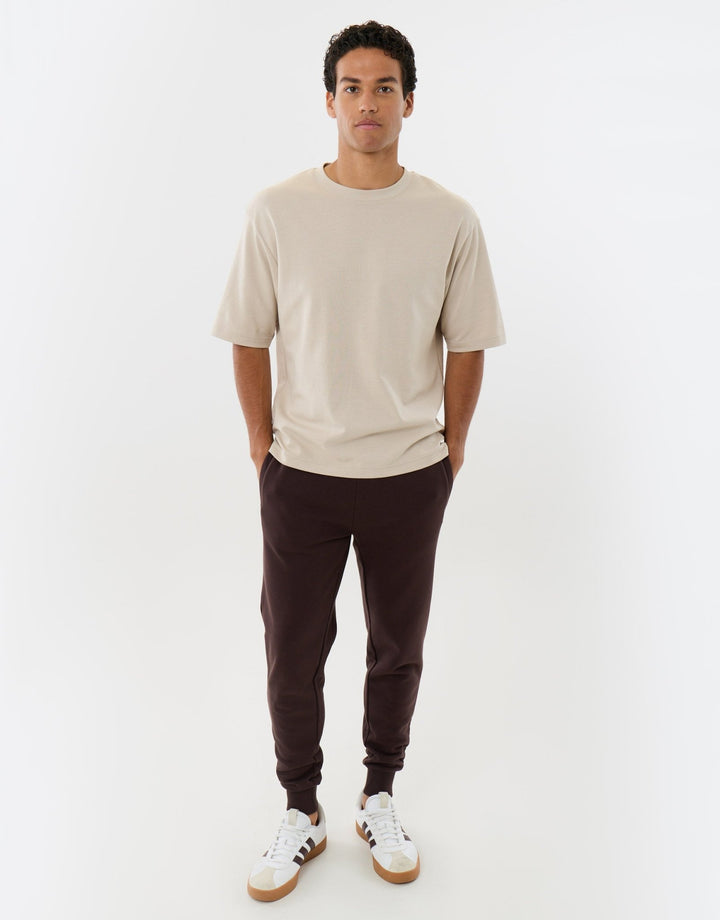 Regular Fit Cotton Rich Joggers in Chocolate Brown