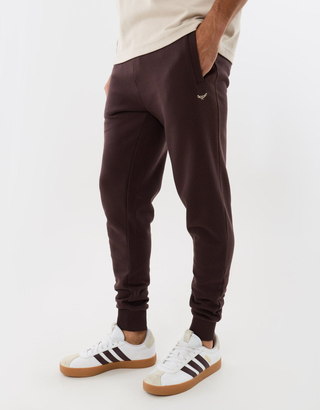 Regular Fit Cotton Rich Joggers in Chocolate Brown