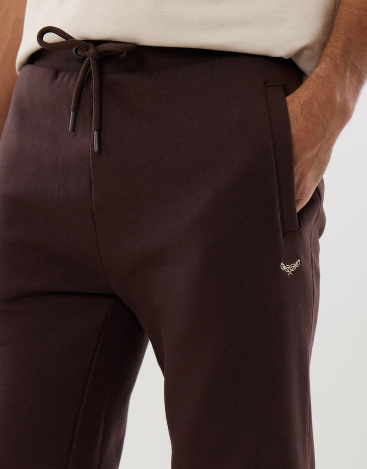 Regular Fit Cotton Rich Joggers in Chocolate Brown