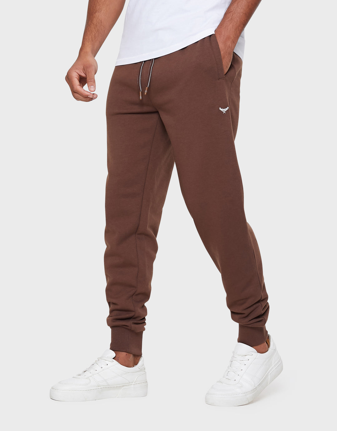 Threadbare Regular Fit Cotton Rich Joggers in Chocolate Brown - front shot