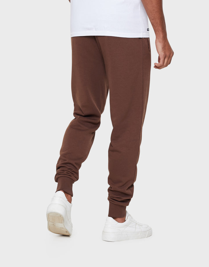Threadbare Regular Fit Cotton Rich Joggers in Chocolate Brown - back view