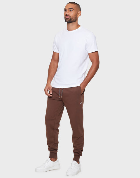 Threadbare Regular Fit Cotton Rich Joggers in Chocolate Brown - full length