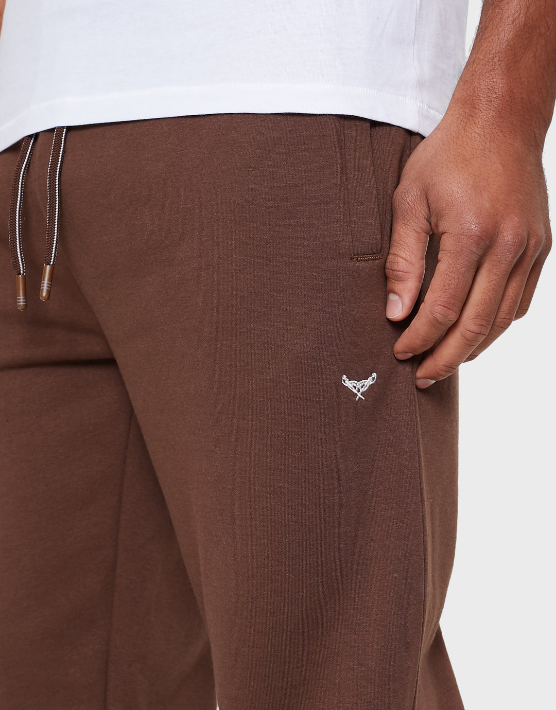 Threadbare Regular Fit Cotton Rich Joggers in Chocolate Brown - detail