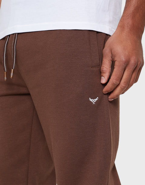 Threadbare Regular Fit Cotton Rich Joggers in Chocolate Brown - detail