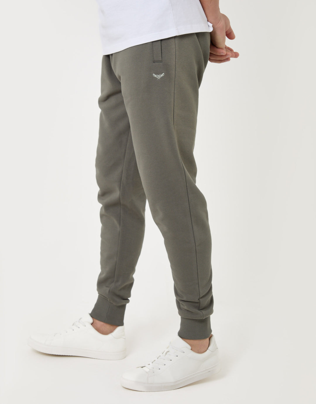 Threadbare Regular Fit Cotton Rich Joggers in Dark Sage - front view