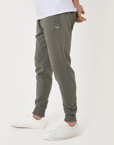Threadbare Regular Fit Cotton Rich Joggers in Dark Sage - front view