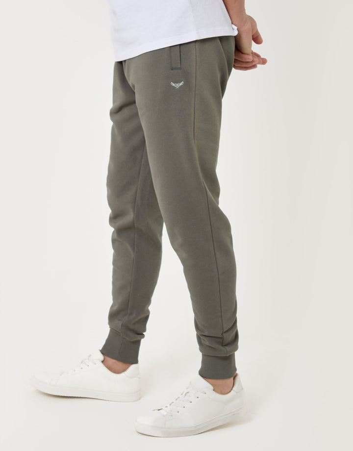 Threadbare Regular Fit Cotton Rich Joggers in Dark Sage - front view