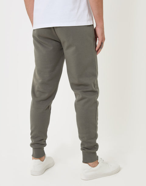 Threadbare Regular Fit Cotton Rich Joggers in Dark Sage - back view