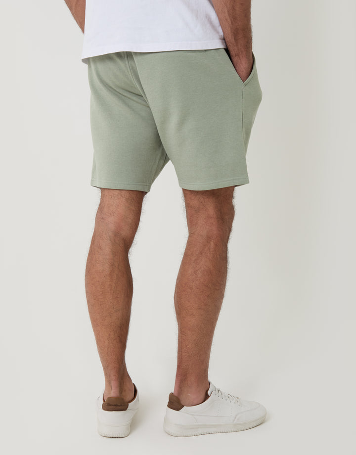 Threabare Sweat Shorts in Sage Green - Back View