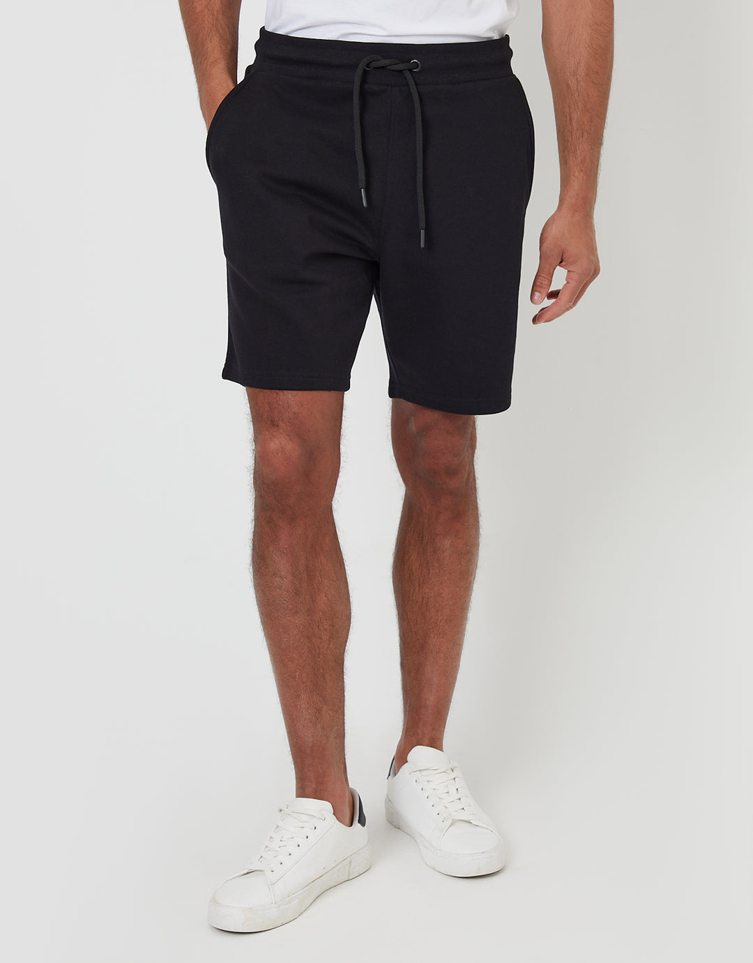 Threadbare Sweat Shorts in Black - front view