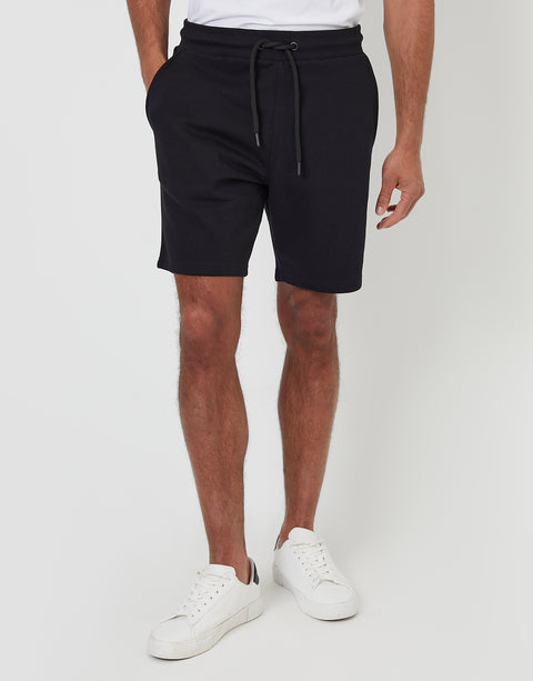 Threadbare Sweat Shorts in Black - front view