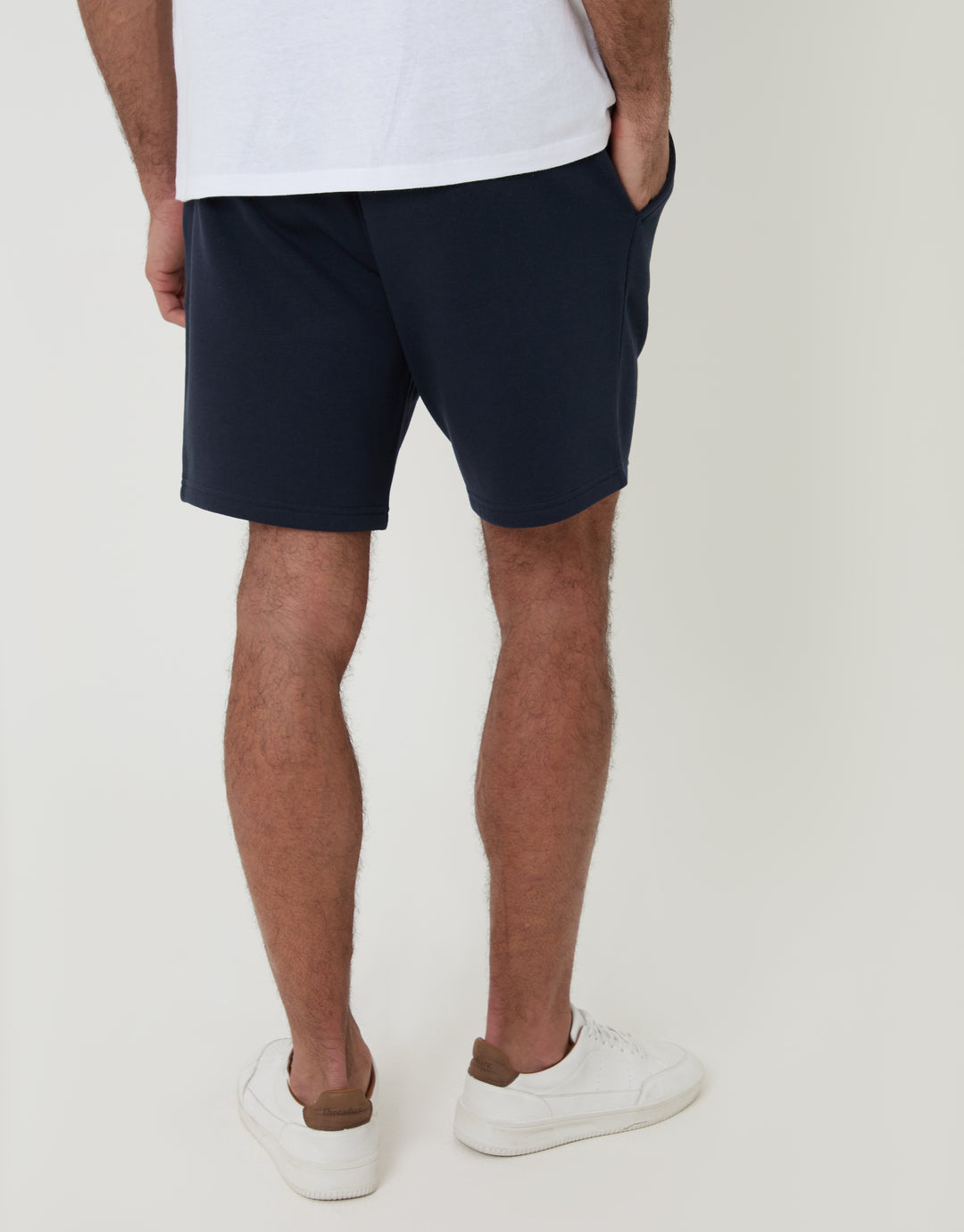 Threadbare Sweat Shorts in Navy - back view