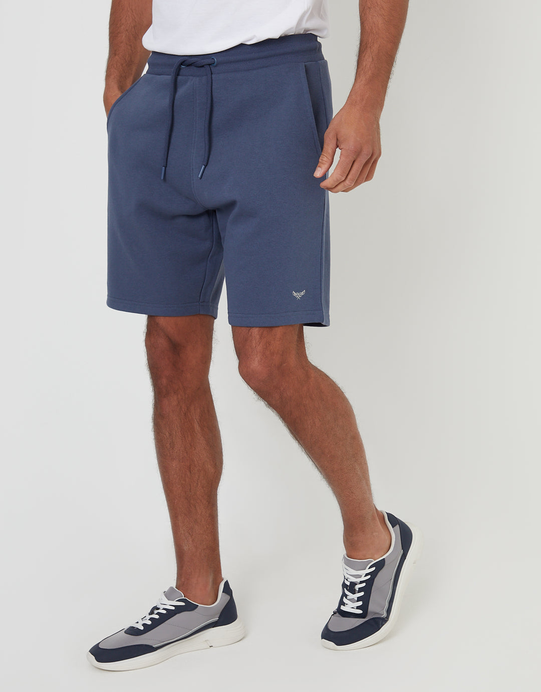Threadbare Sweat Shorts in Denim Blue - front view