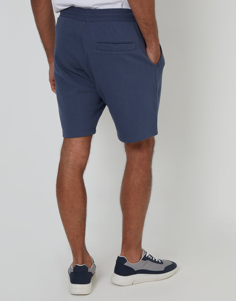 Threadbare Sweat Shorts in Denim Blue - back view