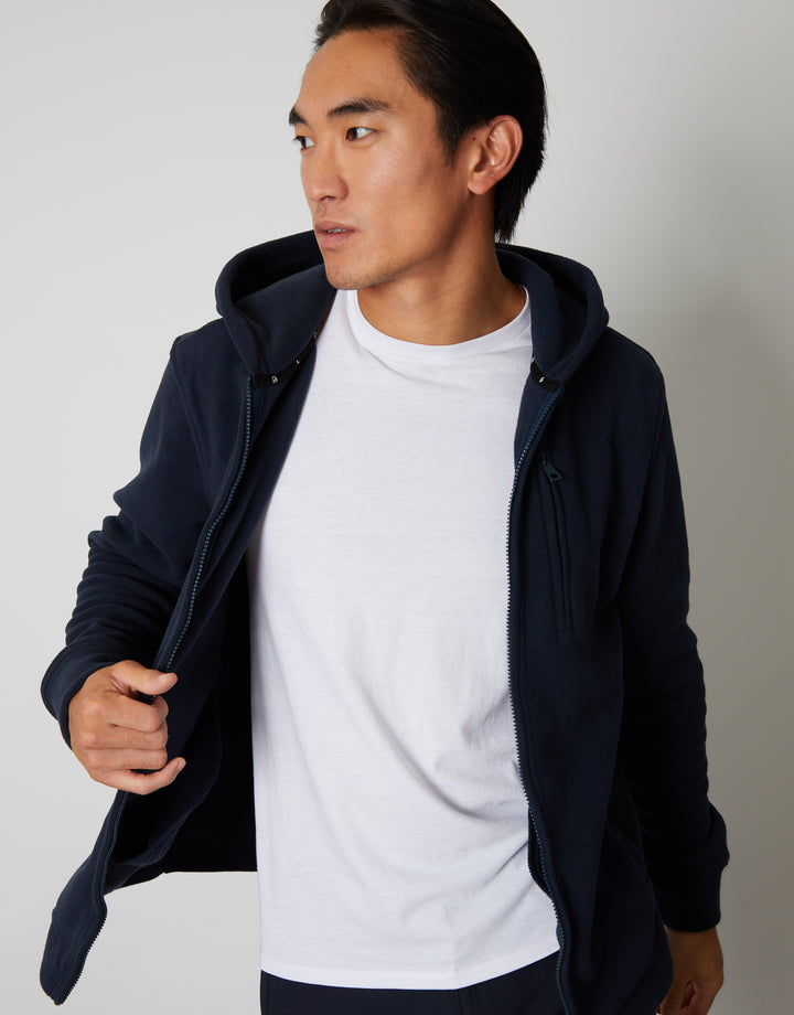 Navy Fitness Fleece Zip-Through Hoodie