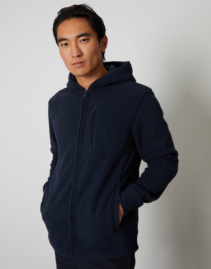 Navy Fitness Fleece Zip-Through Hoodie