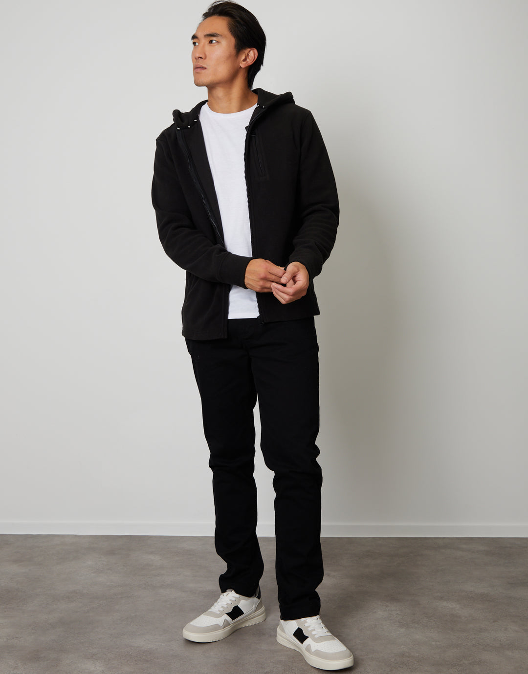 Black Fitness Fleece Zip-Through Hoodie