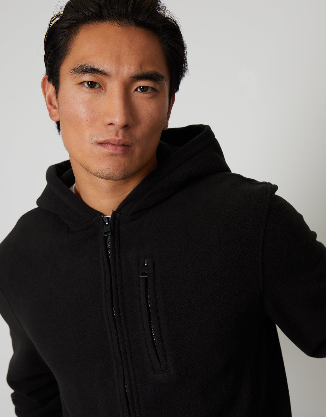 Black Fitness Fleece Zip-Through Hoodie