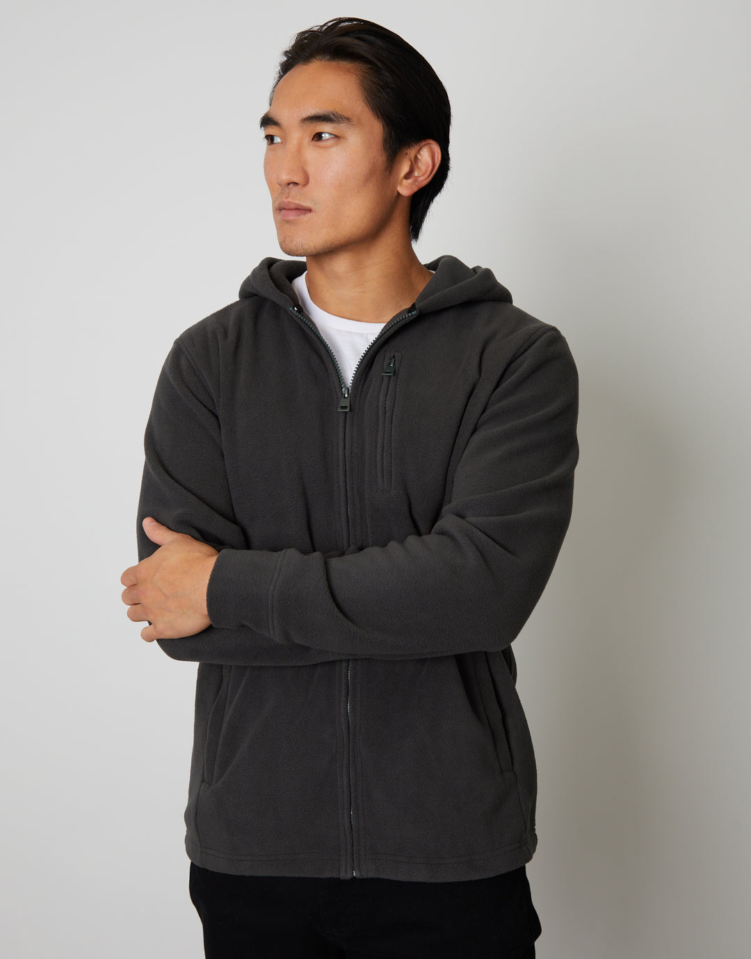 Slate Grey Fitness Fleece Zip-Through Hoodie