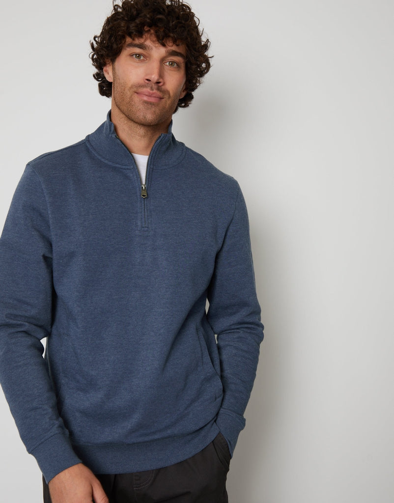 Quarter Zip Sweatshirt Denim Marl