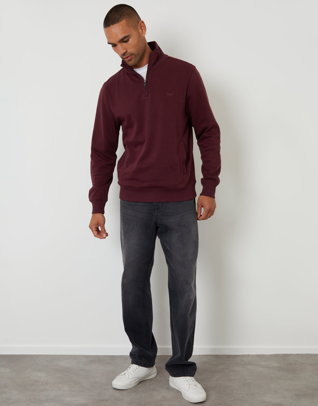 Burgundy Quarter Zip Sweatshirt