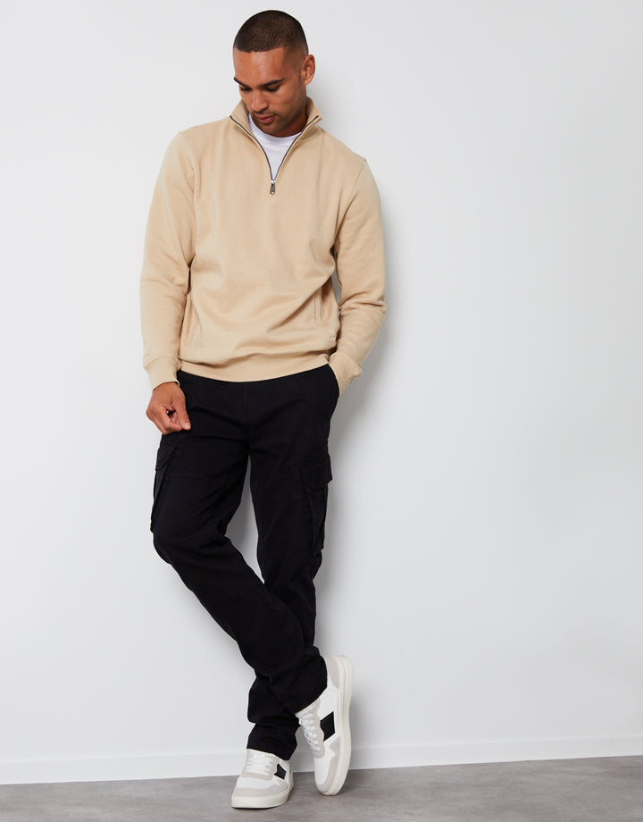 Ecru Quarter Zip Sweatshirt