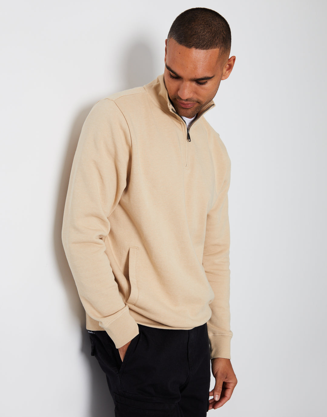 Ecru Quarter Zip Sweatshirt