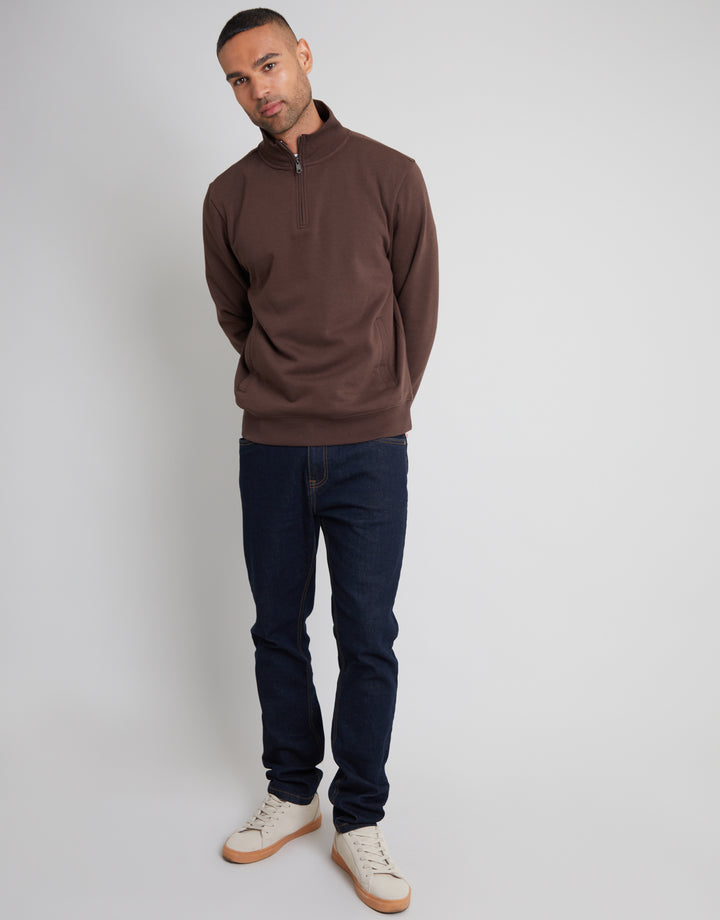 Chocolate Brown Quarter Zip Sweatshirt