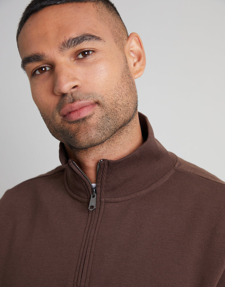 Chocolate Brown Quarter Zip Sweatshirt