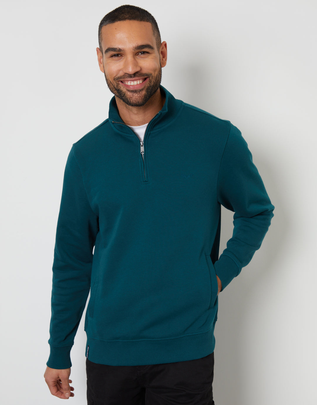 Dark Teal Green Quarter Zip Sweatshirt