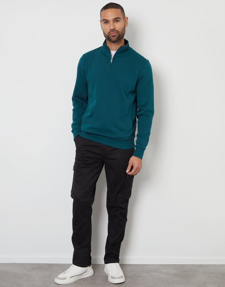 Dark Teal Green Quarter Zip Sweatshirt