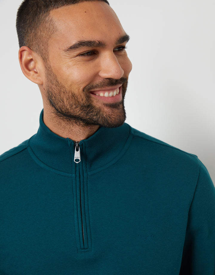Dark Teal Green Quarter Zip Sweatshirt