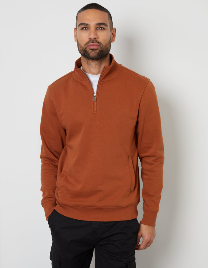 Rust Orange Quarter Zip Sweatshirt