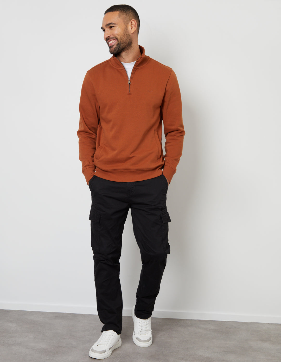 Rust Orange Quarter Zip Sweatshirt