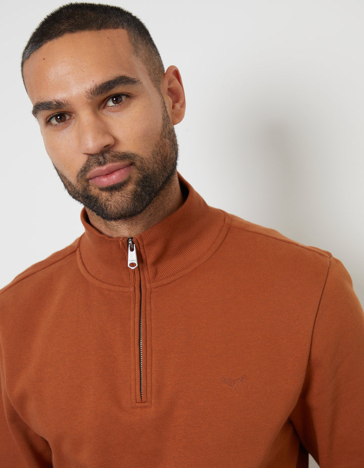Rust Orange Quarter Zip Sweatshirt